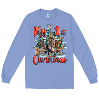 Colony Blue my first christmas baby safari animals Long Sleeve Tee - LillyAllenDesigns