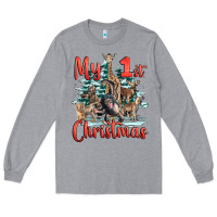 Heather Grey my first christmas baby safari animals Long Sleeve Tee - LillyAllenDesigns