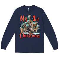 Navy my first christmas baby safari animals Long Sleeve Tee - LillyAllenDesigns