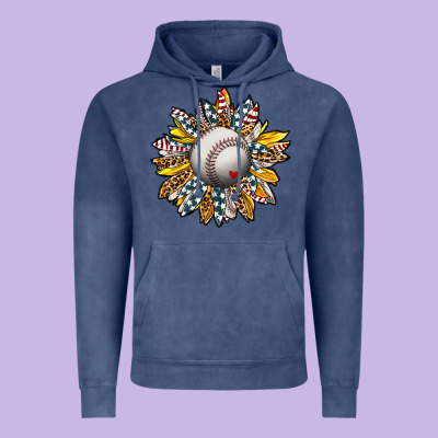 Baseball Sunflower Vintage Hoodie Designed By Cowhidedigitalart