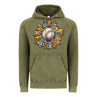 Vintage Olive Baseball Sunflower Vintage Hoodie - CowhideDigitalArt