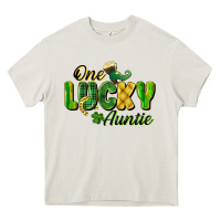 Cream One Lucky Auntie St. Patrick's Day Heavy Core Tee - CowGirlArtShop