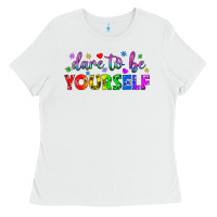 White Western Dare To Be Yourself LGBTQ Ladies Tee - BundleAndBundleShop