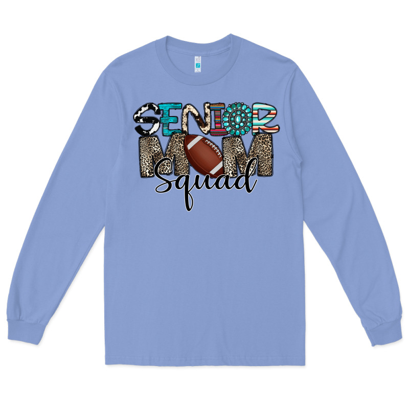 Senior Mom Squad Football Design Long Sleeve Tee by CowhideDigitalArt | Teevron