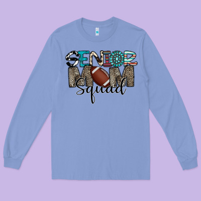 Senior Mom Squad Football Design Long Sleeve Tee Designed By Cowhidedigitalart