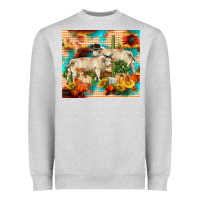Heather Grey fall charolais bulls Heavyweight Sweatshirt - RanaPortraitStore