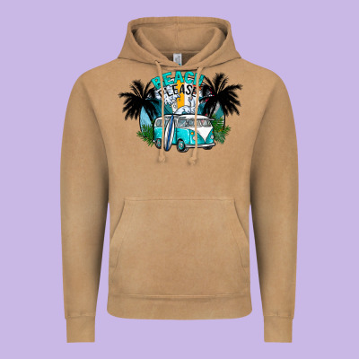 Beach Please Vintage Hoodie Designed By Cowhidedigitalart
