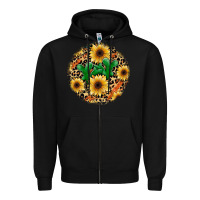 Black leopard cactus sunflower Zipper Hoodie - JahusDesignShop
