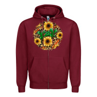 Burgundy leopard cactus sunflower Zipper Hoodie - JahusDesignShop