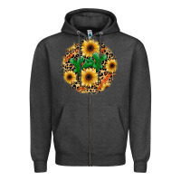 Charcoal Heather leopard cactus sunflower Zipper Hoodie - JahusDesignShop