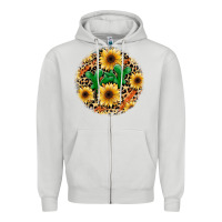 Dove Grey leopard cactus sunflower Zipper Hoodie - JahusDesignShop