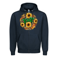 Navy leopard cactus sunflower Zipper Hoodie - JahusDesignShop