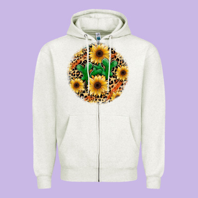 Leopard Cactus Sunflower Zipper Hoodie Designed By Jahusdesignshop