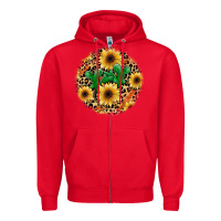 Red leopard cactus sunflower Zipper Hoodie - JahusDesignShop