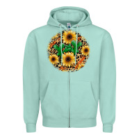 Seafoam leopard cactus sunflower Zipper Hoodie - JahusDesignShop
