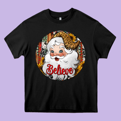 Believe Santa Claus Christmas Heavy Core Tee Designed By Jasminsmagicworld