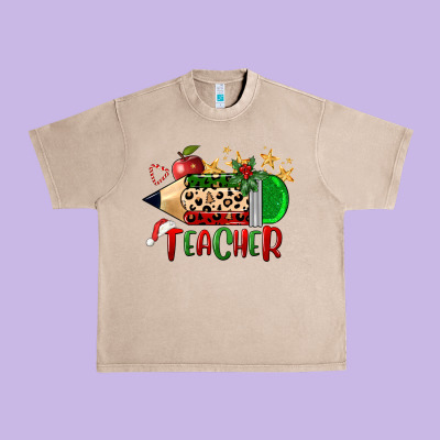 Christmas Teacher Pencil Urban Heavy Tee Designed By Fadigitalartstudio