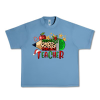 Pebble Blue Christmas Teacher Pencil Urban Heavy Tee - FaDigitalArtStudio