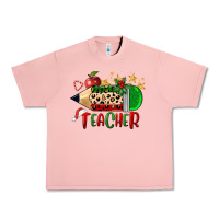 Salmon Christmas Teacher Pencil Urban Heavy Tee - FaDigitalArtStudio