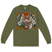 Army Green bunny Easter Long Sleeve Tee - CowhideDigitalArt