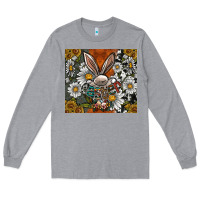 Heather Grey bunny Easter Long Sleeve Tee - CowhideDigitalArt