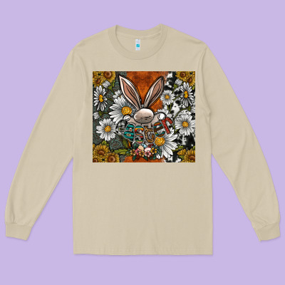 Bunny Easter Long Sleeve Tee Designed By Cowhidedigitalart