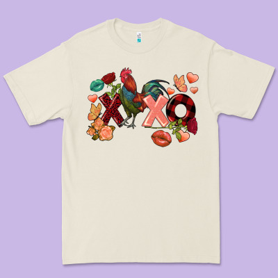 Rooster Valentine's Day Xoxo Premium Tee Designed By Fadigitalartstudio