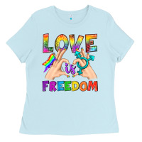 Baby Blue Love Is Freedom Ladies Tee - BundleAndBundleShop