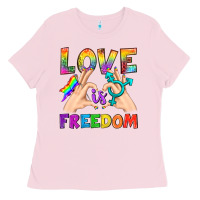 Bubblegum Pink Love Is Freedom Ladies Tee - BundleAndBundleShop