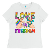 White Love Is Freedom Ladies Tee - BundleAndBundleShop