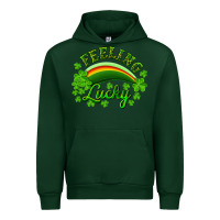 Forest Green Feeling lucky with rainbow Urban Hoodie - RanaPortraitStore