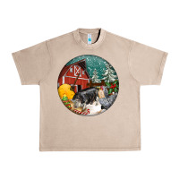 French Oak Christmas On The Farm Urban Heavy Tee - FaDigitalArtStudio