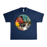 Navy Christmas On The Farm Urban Heavy Tee - FaDigitalArtStudio