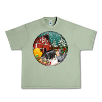 Oil Green Christmas On The Farm Urban Heavy Tee - FaDigitalArtStudio