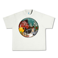 Pistachio Christmas On The Farm Urban Heavy Tee - FaDigitalArtStudio