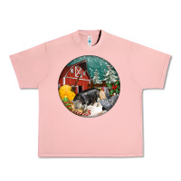 Salmon Christmas On The Farm Urban Heavy Tee - FaDigitalArtStudio