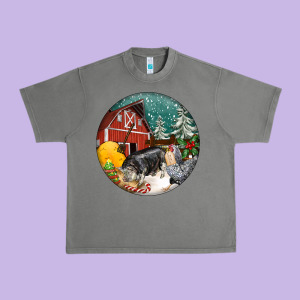 Christmas On The Farm Urban Heavy Tee Designed By Fadigitalartstudio