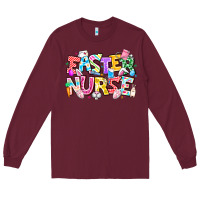 Burgundy Easter Nurse Long Sleeve Tee - CowhideDigitalArt