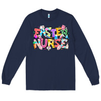 Navy Easter Nurse Long Sleeve Tee - CowhideDigitalArt