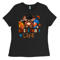 Black basketball life messy bun Ladies Tee - FaDigitalArtStudio