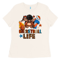 Bone basketball life messy bun Ladies Tee - FaDigitalArtStudio