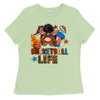 Matcha basketball life messy bun Ladies Tee - FaDigitalArtStudio