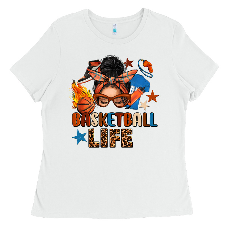 Basketball Life Messy Bun Ladies Tee by FaDigitalArtStudio | Teevron