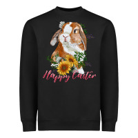 Black Happy easter with bunny and sunflowers Heavyweight Sweatshirt - RanaPortraitStore