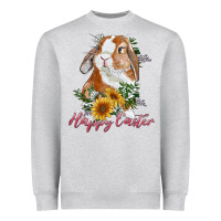 Heather Grey Happy easter with bunny and sunflowers Heavyweight Sweatshirt - RanaPortraitStore