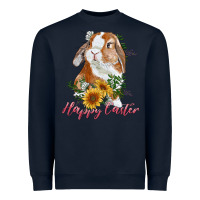Navy Happy easter with bunny and sunflowers Heavyweight Sweatshirt - RanaPortraitStore