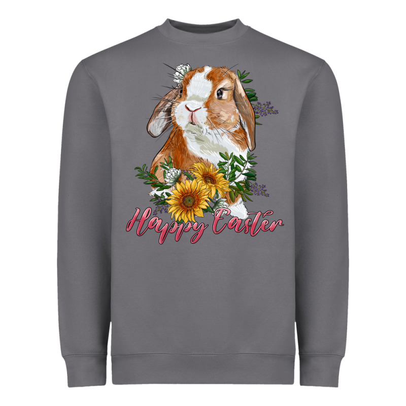 Happy Easter With Bunny And Sunflowers Heavyweight Sweatshirt by RanaPortraitStore | Teevron