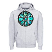 Heather Grey turquoise gemstone Zipper Hoodie - JahusDesignShop