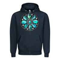 Navy turquoise gemstone Zipper Hoodie - JahusDesignShop