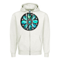 Oatmeal Heather turquoise gemstone Zipper Hoodie - JahusDesignShop